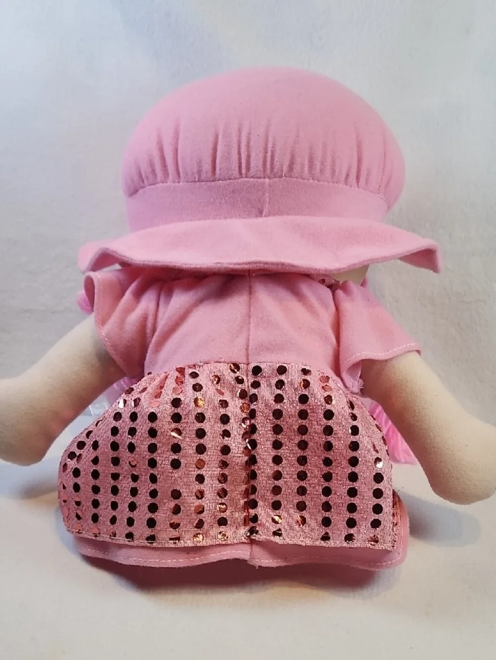 Pink Sequin-Skirt Plush Rag Doll - Soft Cuddle Toy